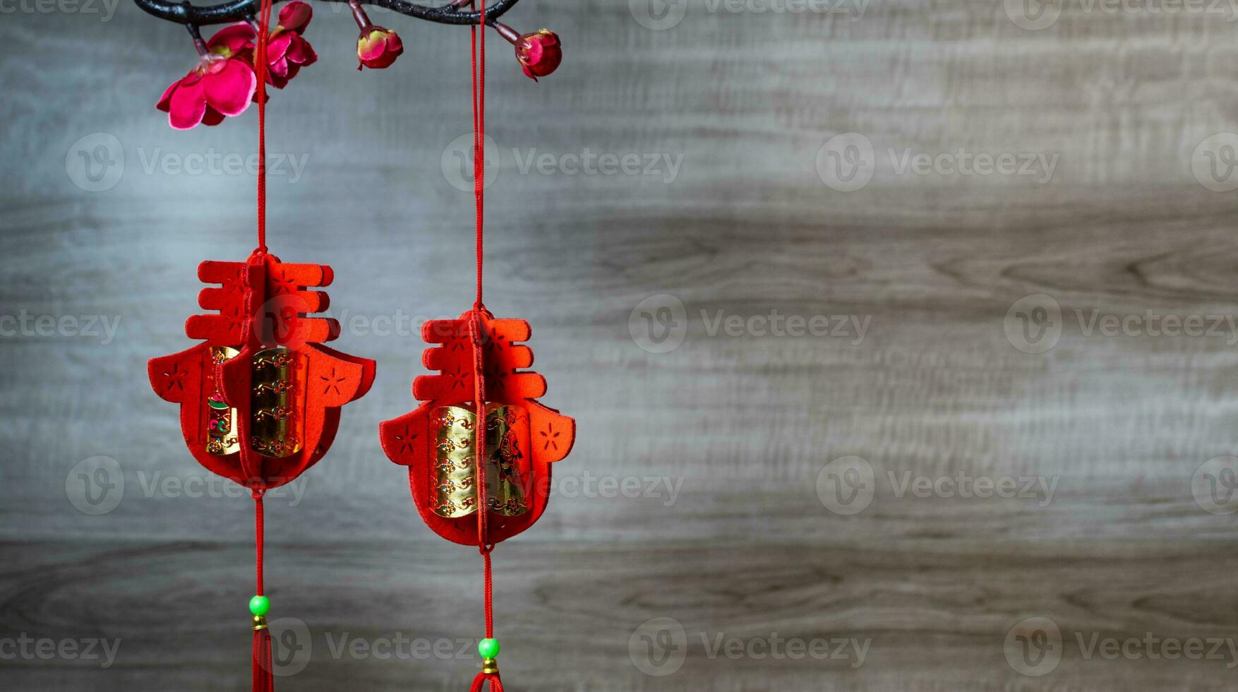 Lantern Festival and Happy Chinese New Year with red lanterns. photo