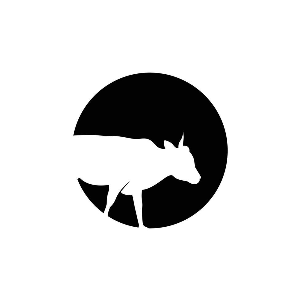 Cow Logo, Cattle Farm Vector, Silhouette Simple Minimalist Design Illustration, Symbol Template vector
