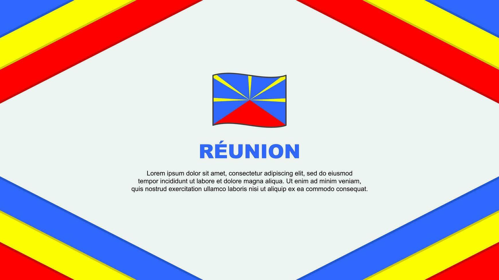Reunion Flag Abstract Background Design Template. Reunion Independence Day Banner Cartoon Vector Illustration. Template