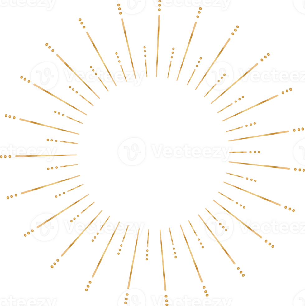gouden zonnestraal tekening lijn kunst Aan transparant achtergrond. png
