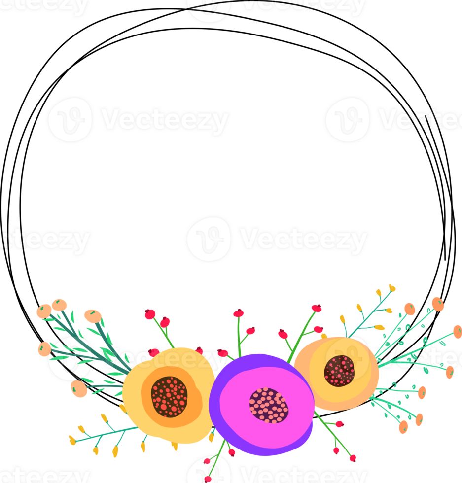 Gekritzel botanisch Kreis Rahmen auf transparent Hintergrund. png