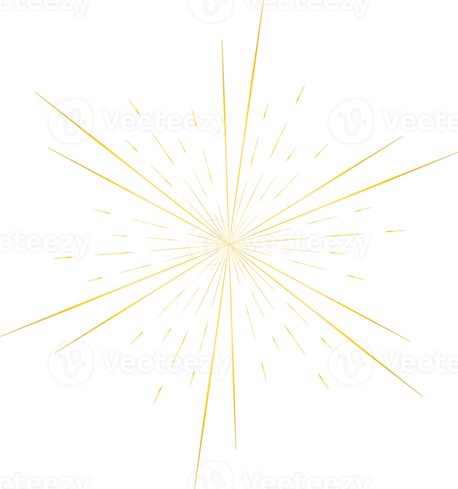 gouden zonnestraal tekening lijn kunst Aan transparant achtergrond. png