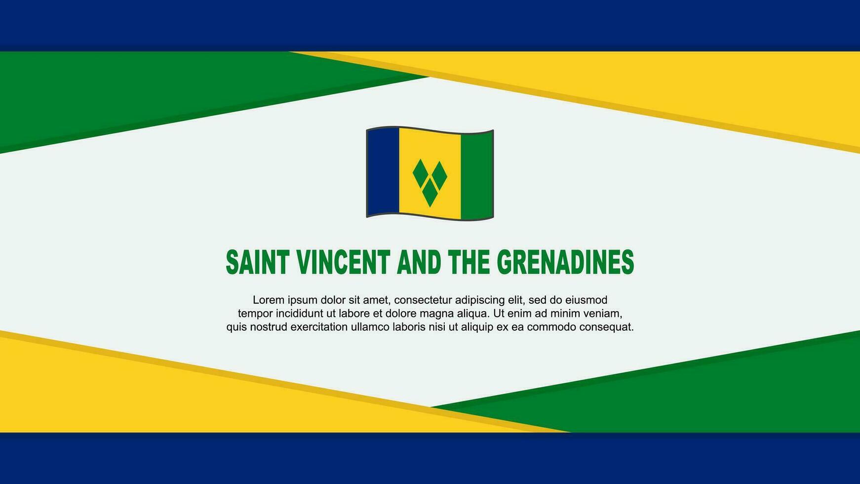 Saint Vincent And The Grenadines Flag Abstract Background Design Template. Saint Vincent And The Grenadines Independence Day Banner Cartoon Vector Illustration. Vector