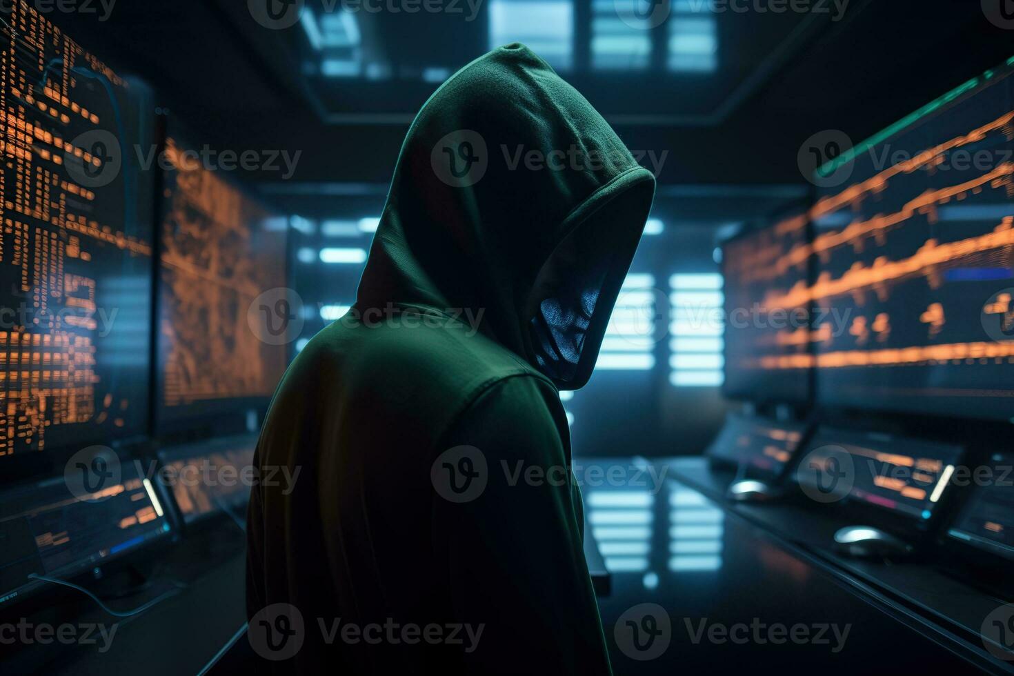 Cybersecurity, hacker in logging in Log4J. Generative AI photo