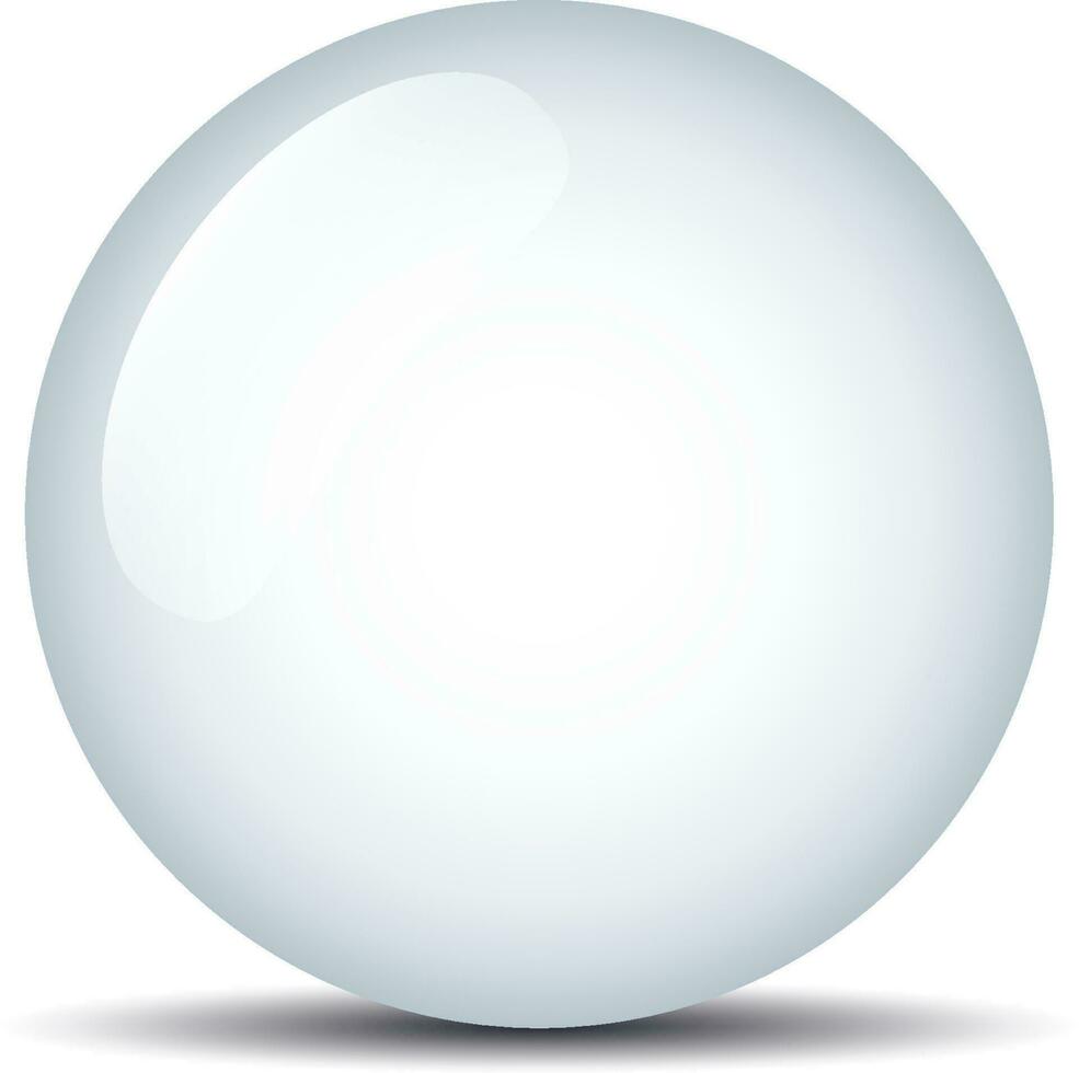 sencillo y limpiar hermosa vector esfera con blanco superficie en blanco antecedentes y suave sombra pelota, globo, botón, burbuja, perla