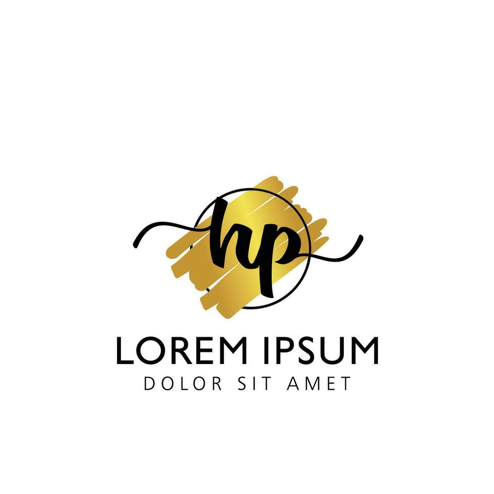 HP Initial Handwriting gold Brush Template Design vector