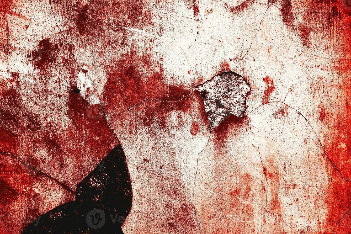 Dark red blood on old wall for halloween concept photo