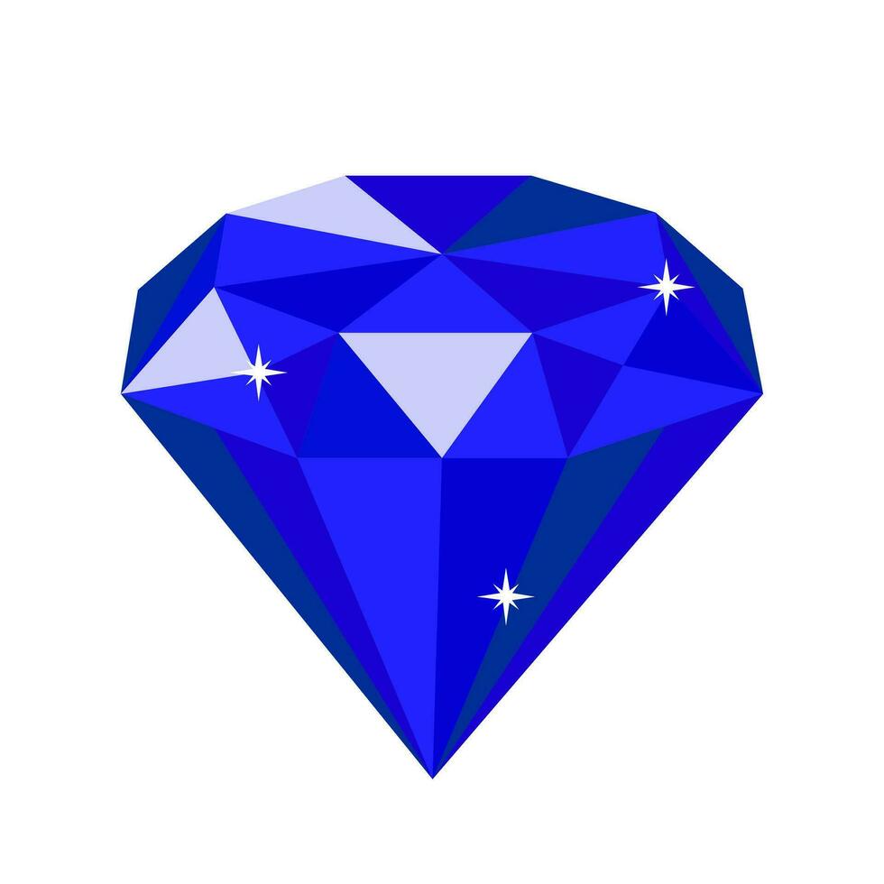 Beautiful brilliant sapphire. Colorful gems. Gemstone vector icon.