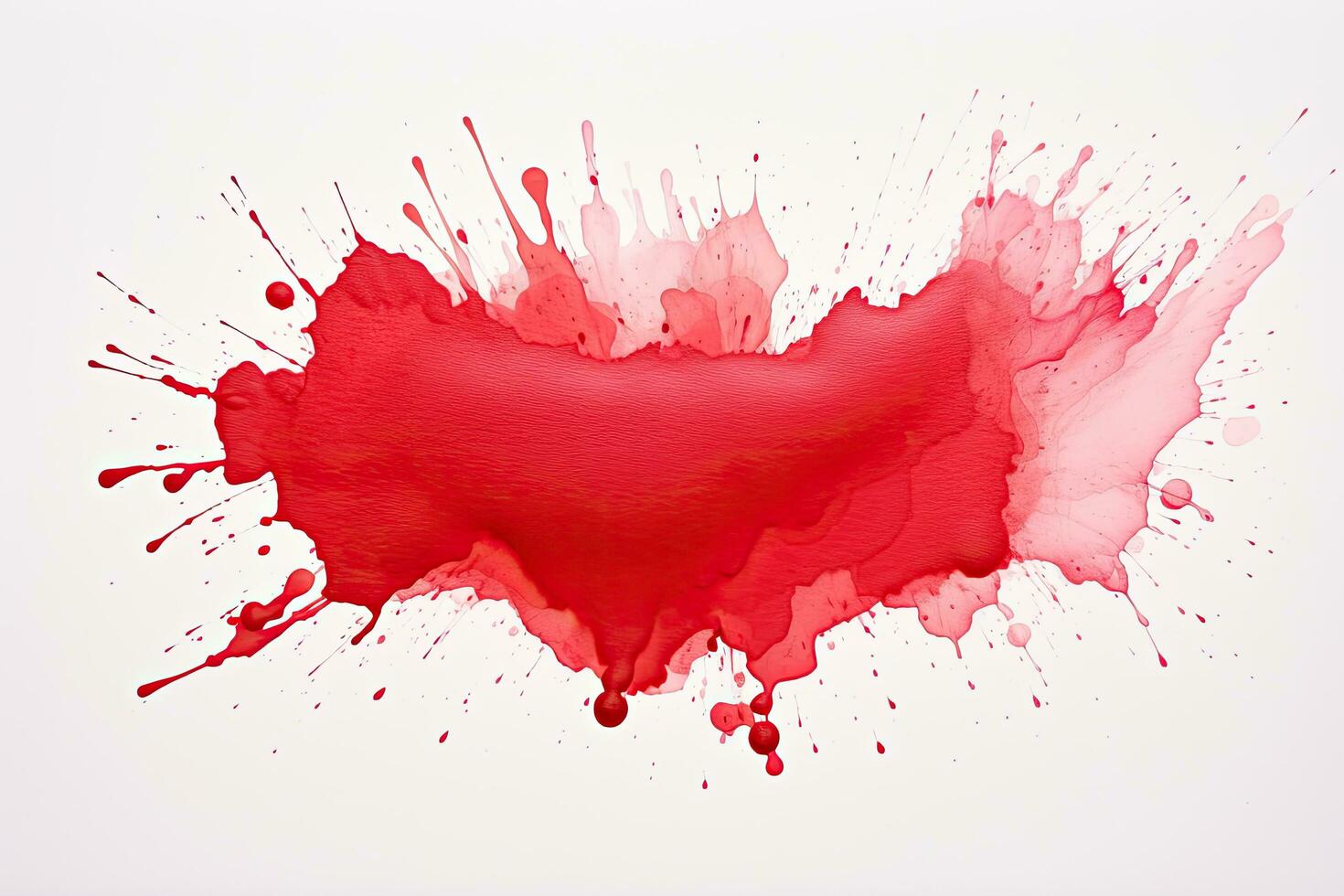 Abstract red watercolor paint splashes on white background. Vector illustration, Bright red splash stain watercolor paint, AI Generated photo