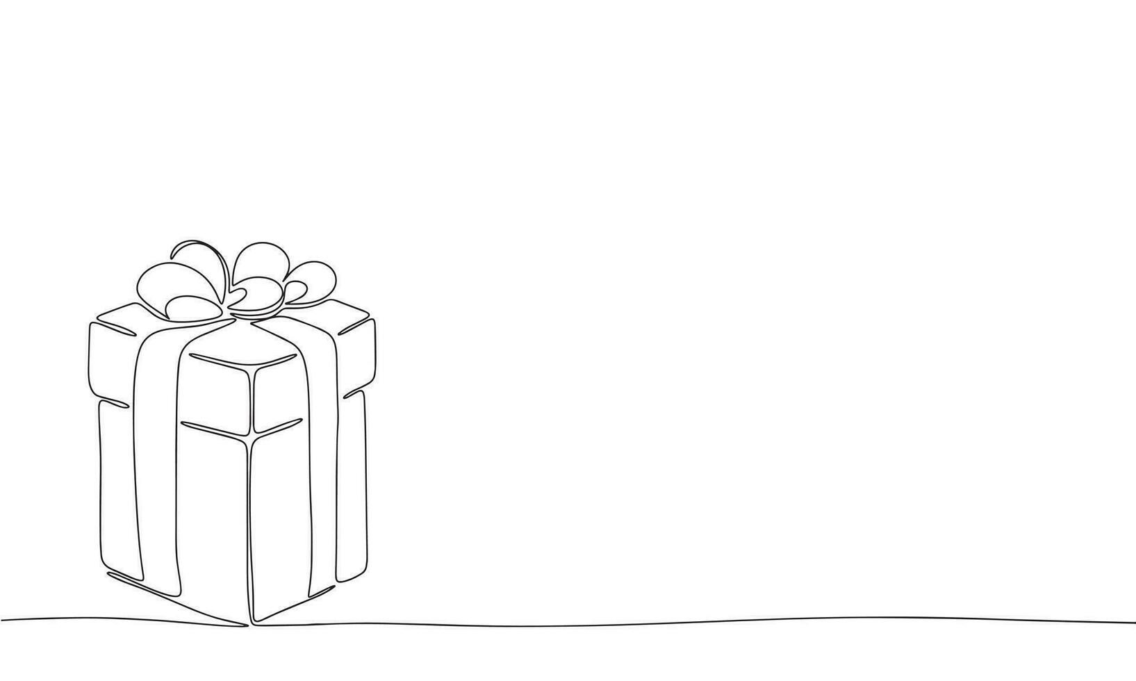 Gift box one line continuous. Present box line art. Vector illustraiton.