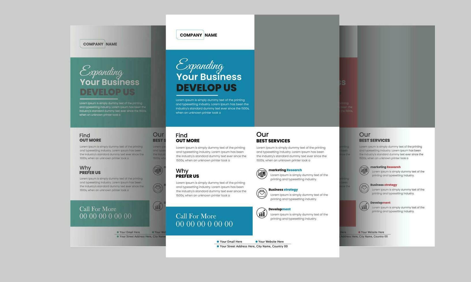 Cooperate and clean business flyer design template. Gradient color bundle design template. Brochure design,a4 size vector