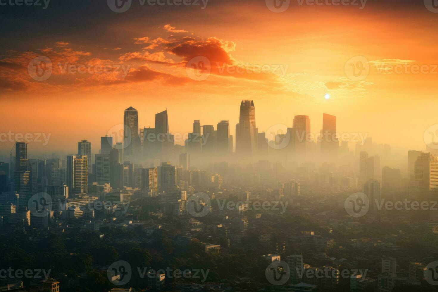 Air pollution and global warming affect city skylines worldwide photo