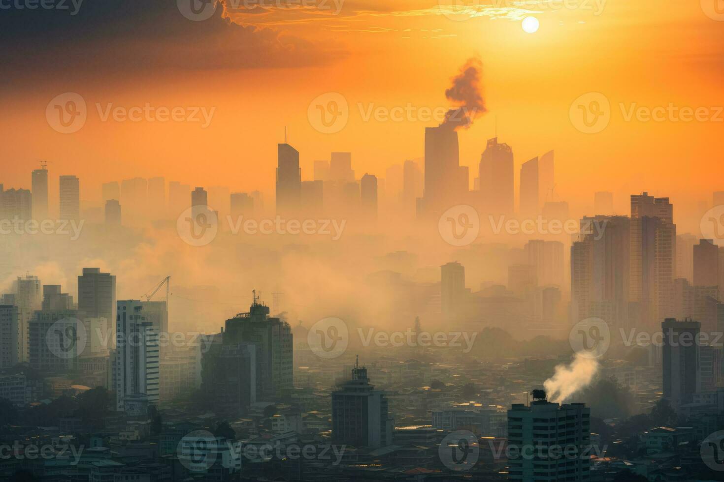 Air pollution and global warming affect city skylines worldwide photo