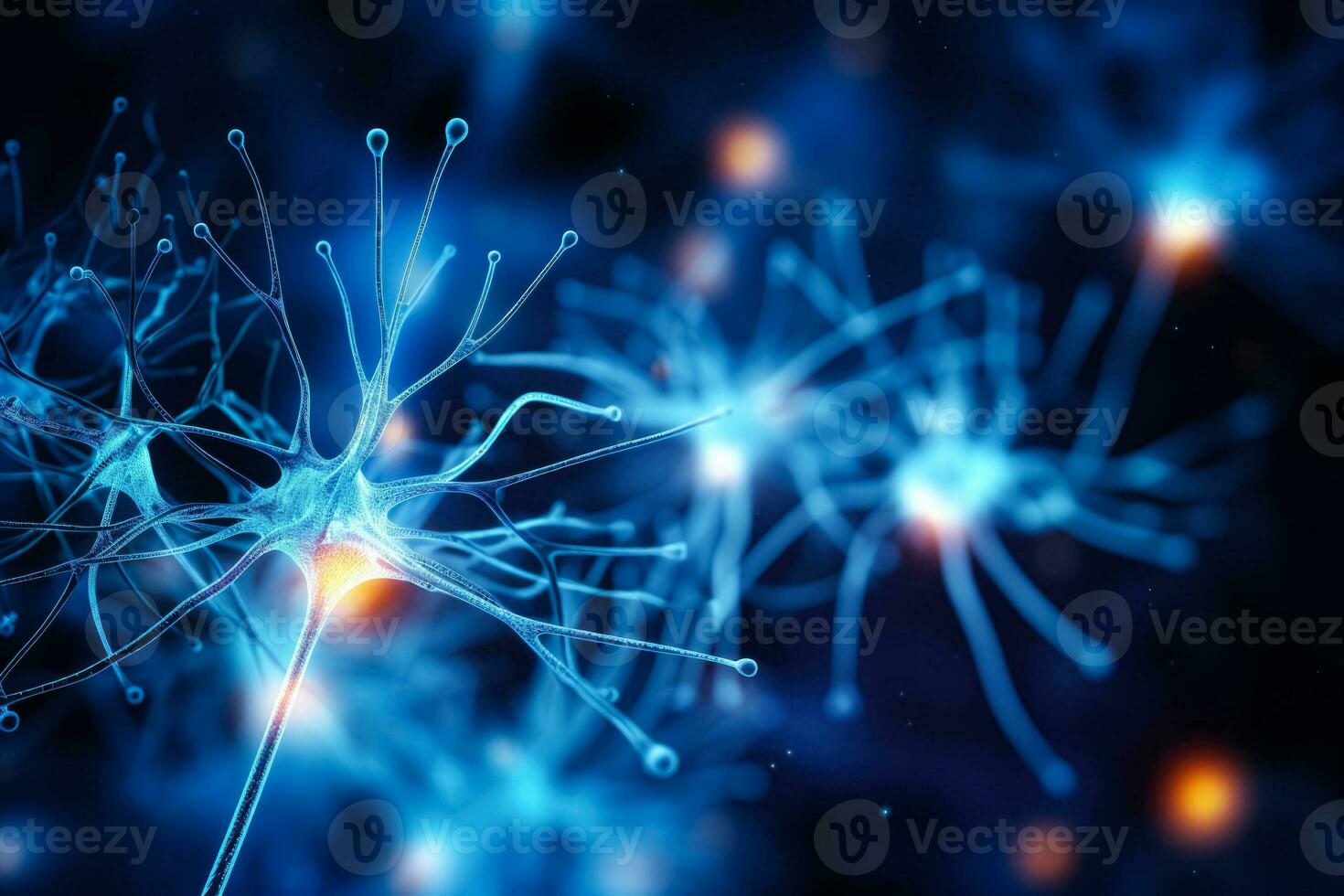 Conceptual abstraction of brain neurons offering insight with selective focus photo