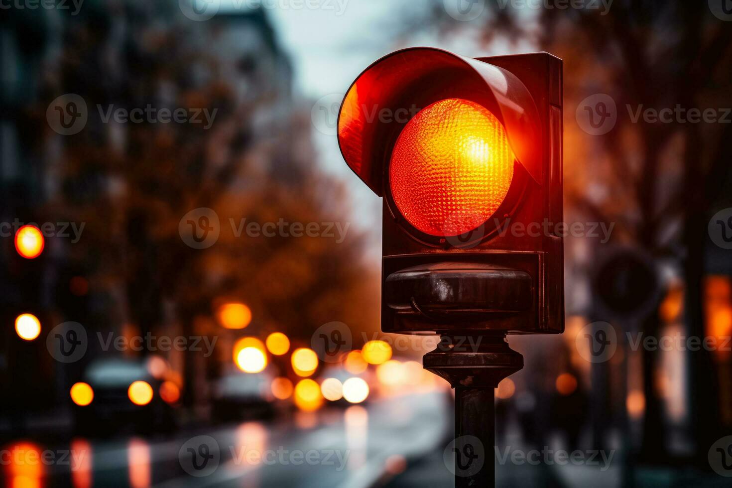 Prohibiting motion signal the red traffic light stands still photo