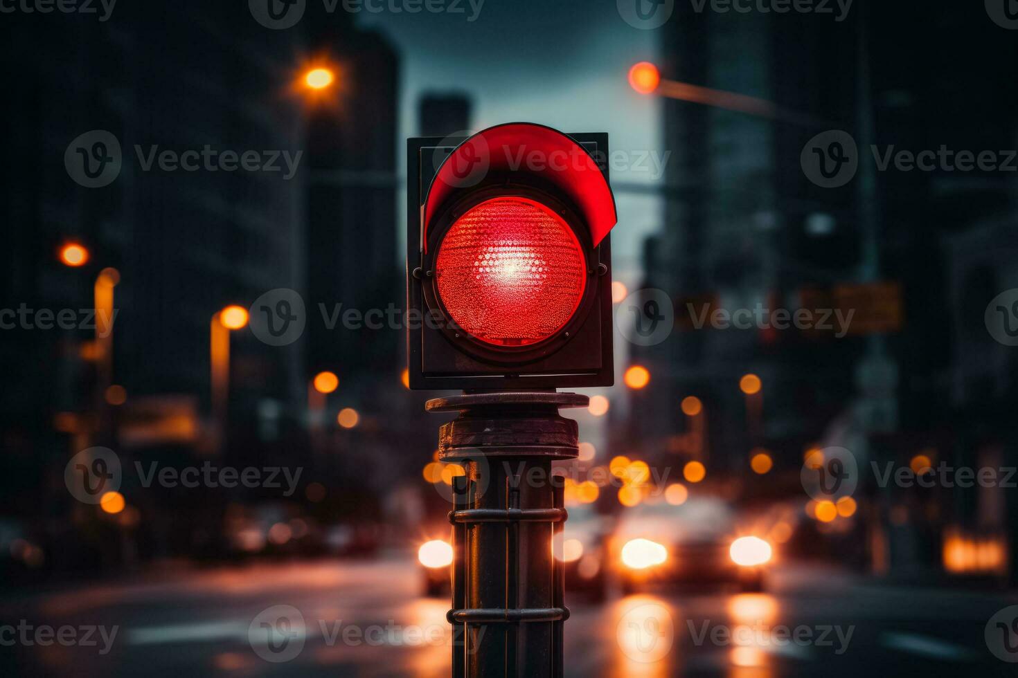 Prohibiting motion signal the red traffic light stands still photo