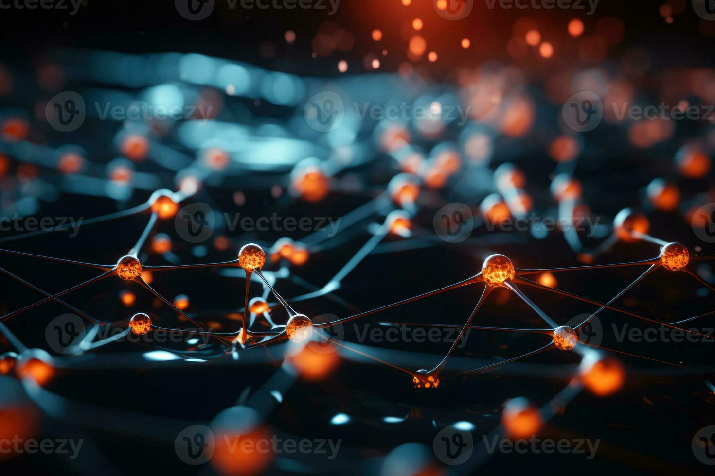 3D micro of molecules on dark background showcasing intricate structures photo