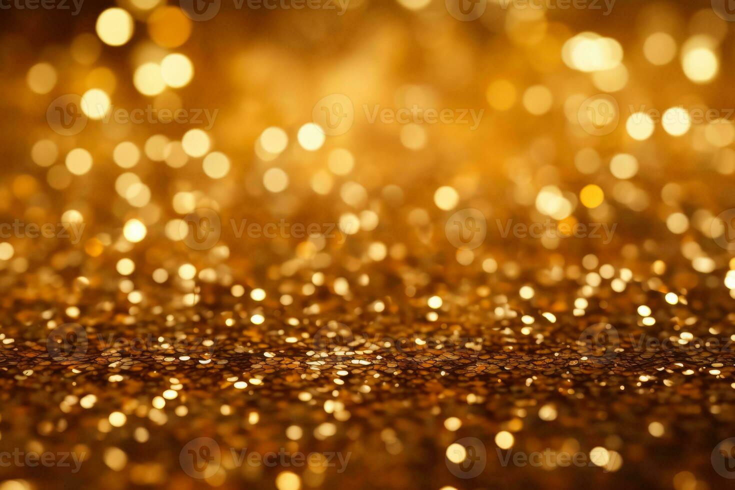 Gold glitter and golden sparkle confetti create shiny glittering dust particles photo