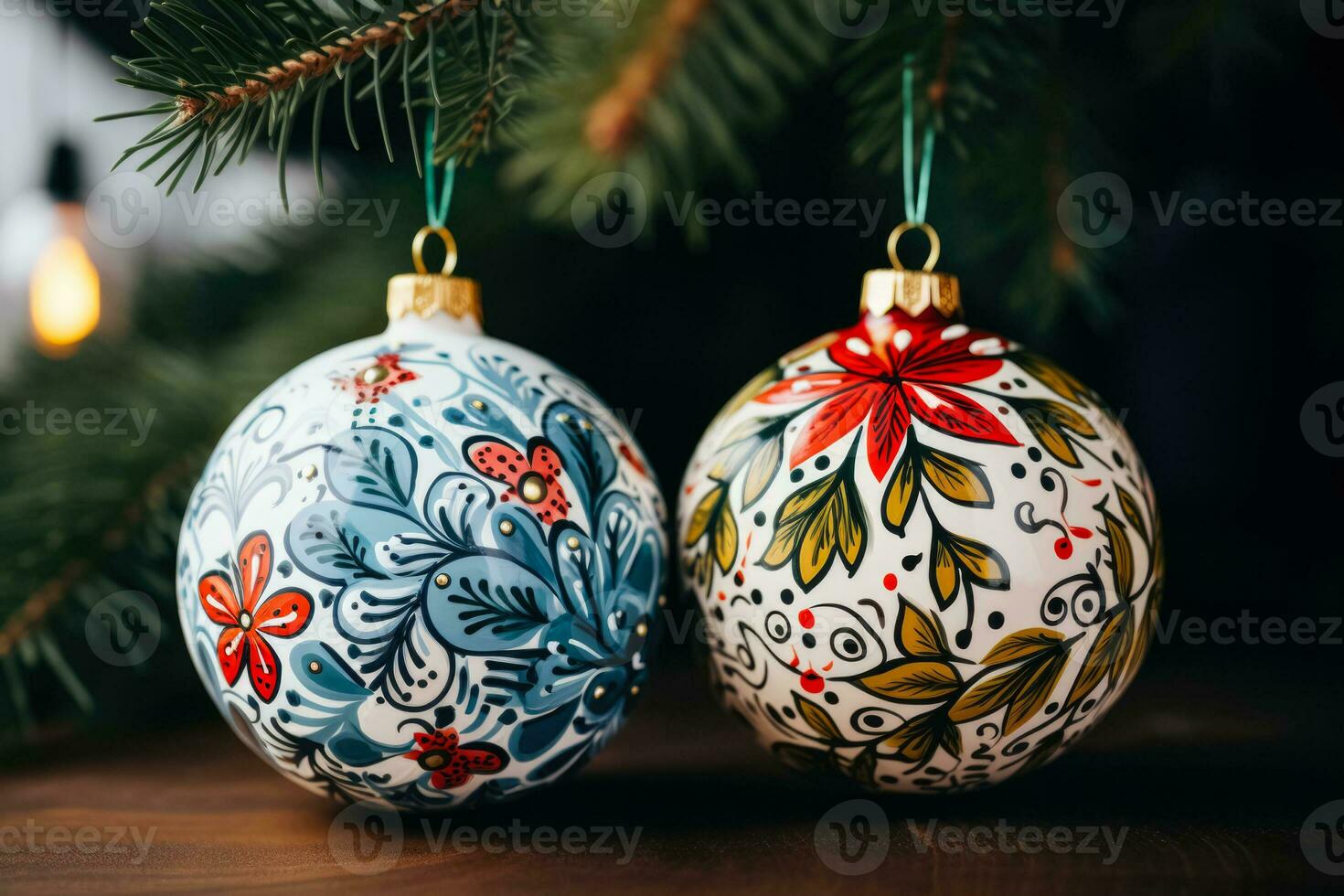 Hand drawn Christmas ornaments Tree toy New Year decorations photo