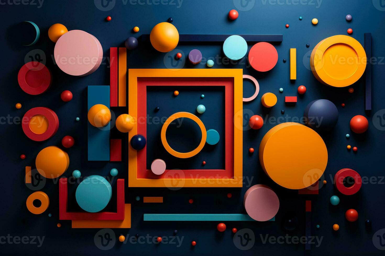 Vivid 3D frame set with vibrant background and geometric shapes photo