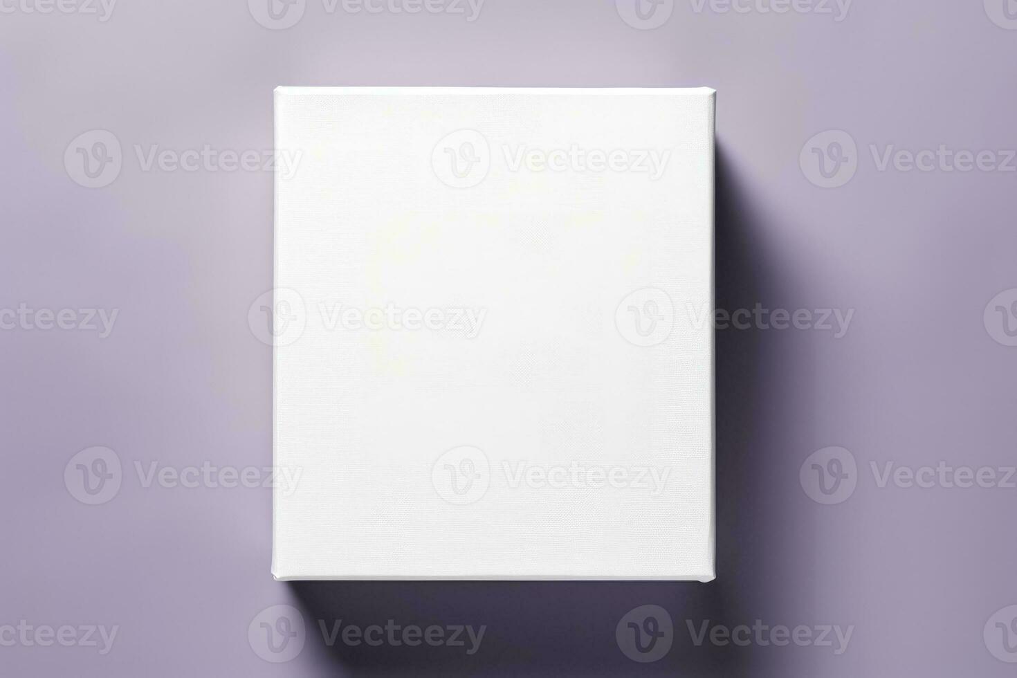 Realistic square white gift box with open cap mockup photo