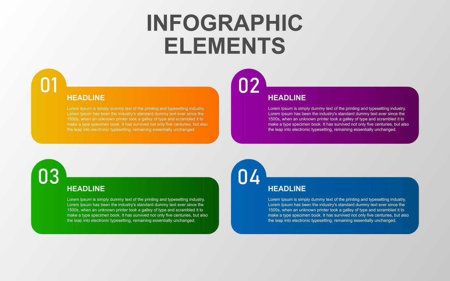 infografía elemento diseño con 4 4 vistoso pasos para presentación y negocio. infografía planificación diseño para presentaciones vector