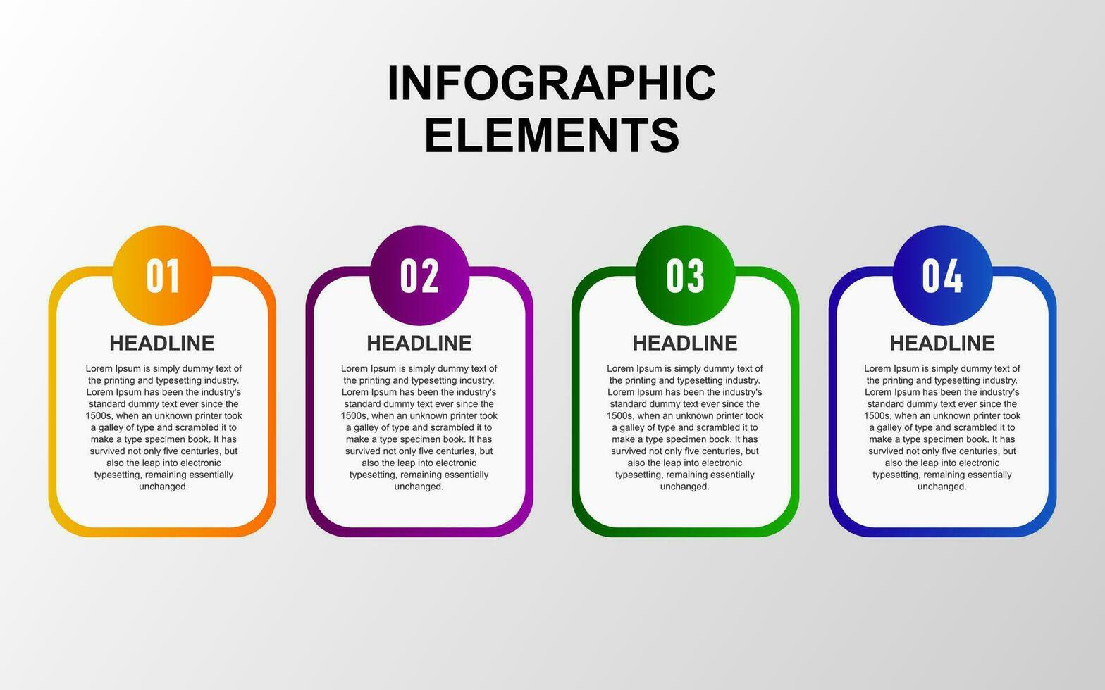 infografía elemento diseño con 4 4 vistoso pasos para presentación y negocio. infografía planificación diseño para presentaciones vector