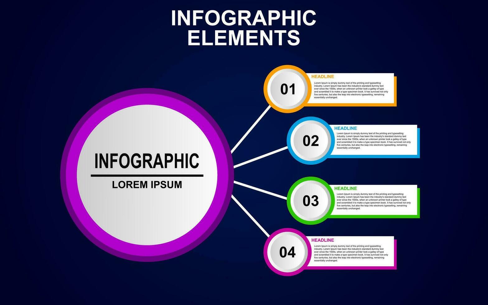 infographic element design with 4 colorful steps for presentation and business. infographic planning design for presentations. vector