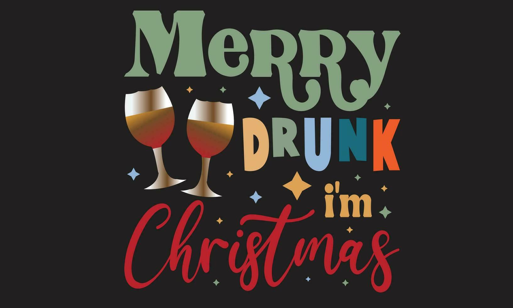 Merry Drunk I am Christmas Retro T-Shirt Design vector