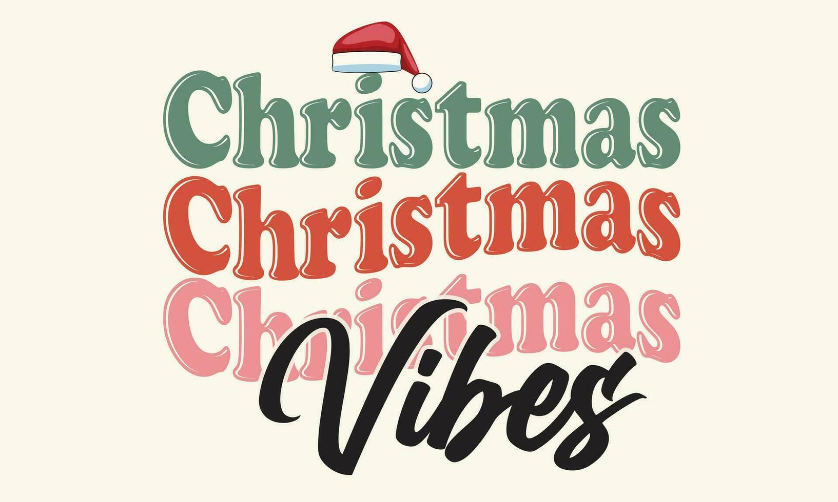 Christmas Vibes Retro T-Shirt Design.eps vector