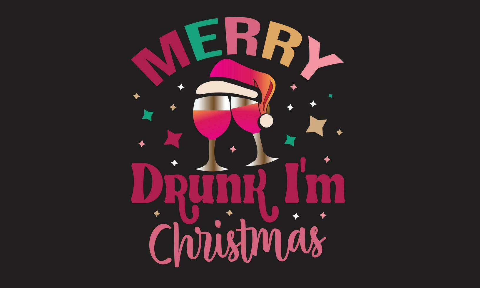 Merry Drunk I am Christmas Retro T-Shirt Design vector