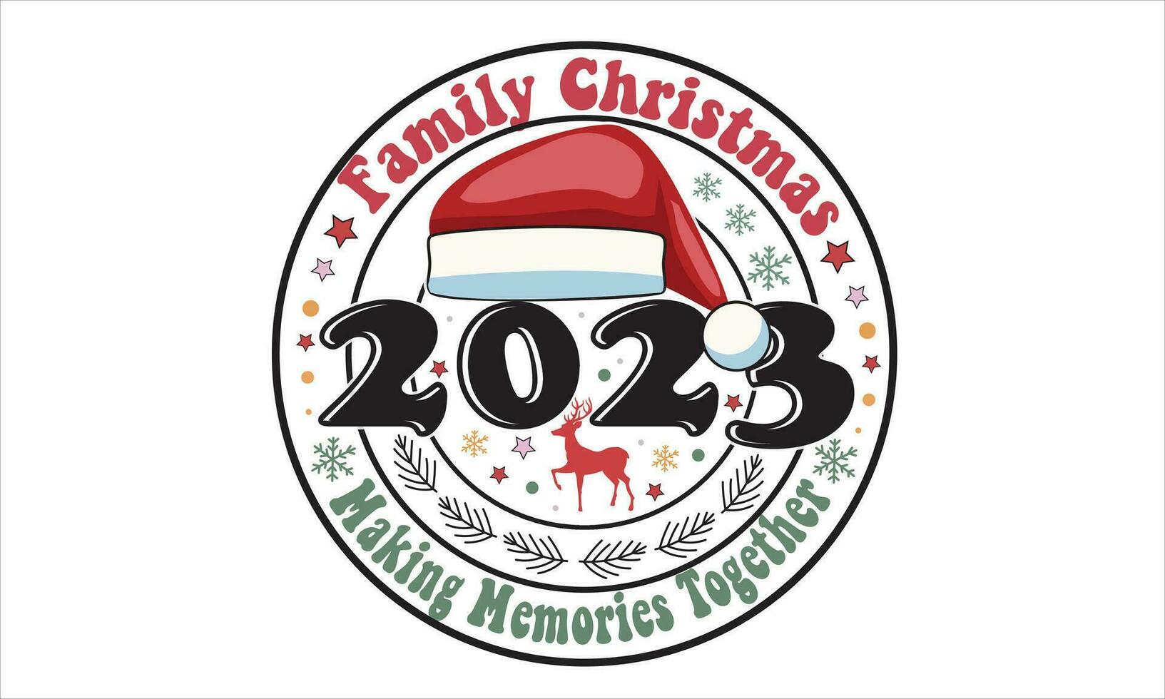 familia Navidad 2023 haciendo recuerdos juntos retro camiseta diseño vector