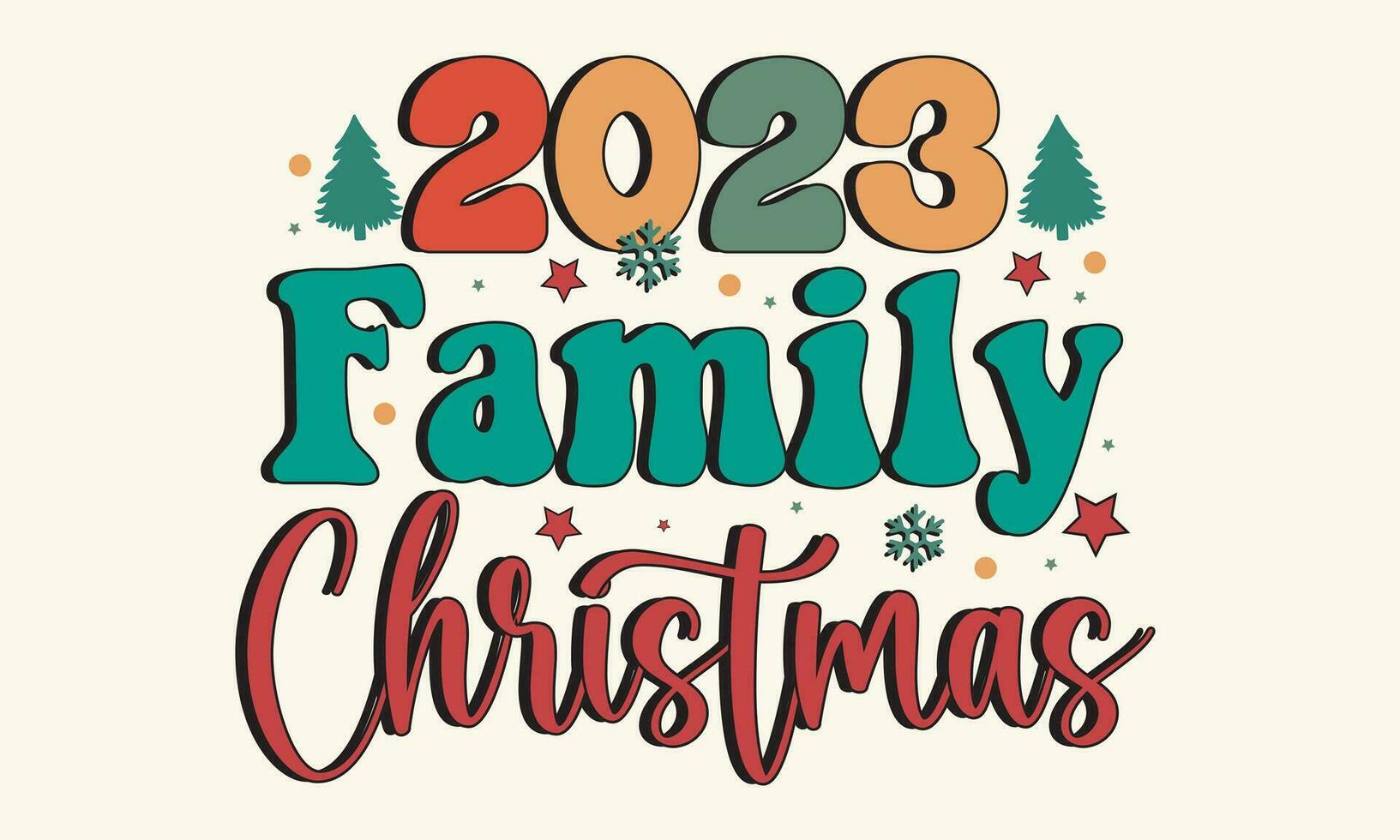 2023 familia Navidad retro camiseta diseño vector