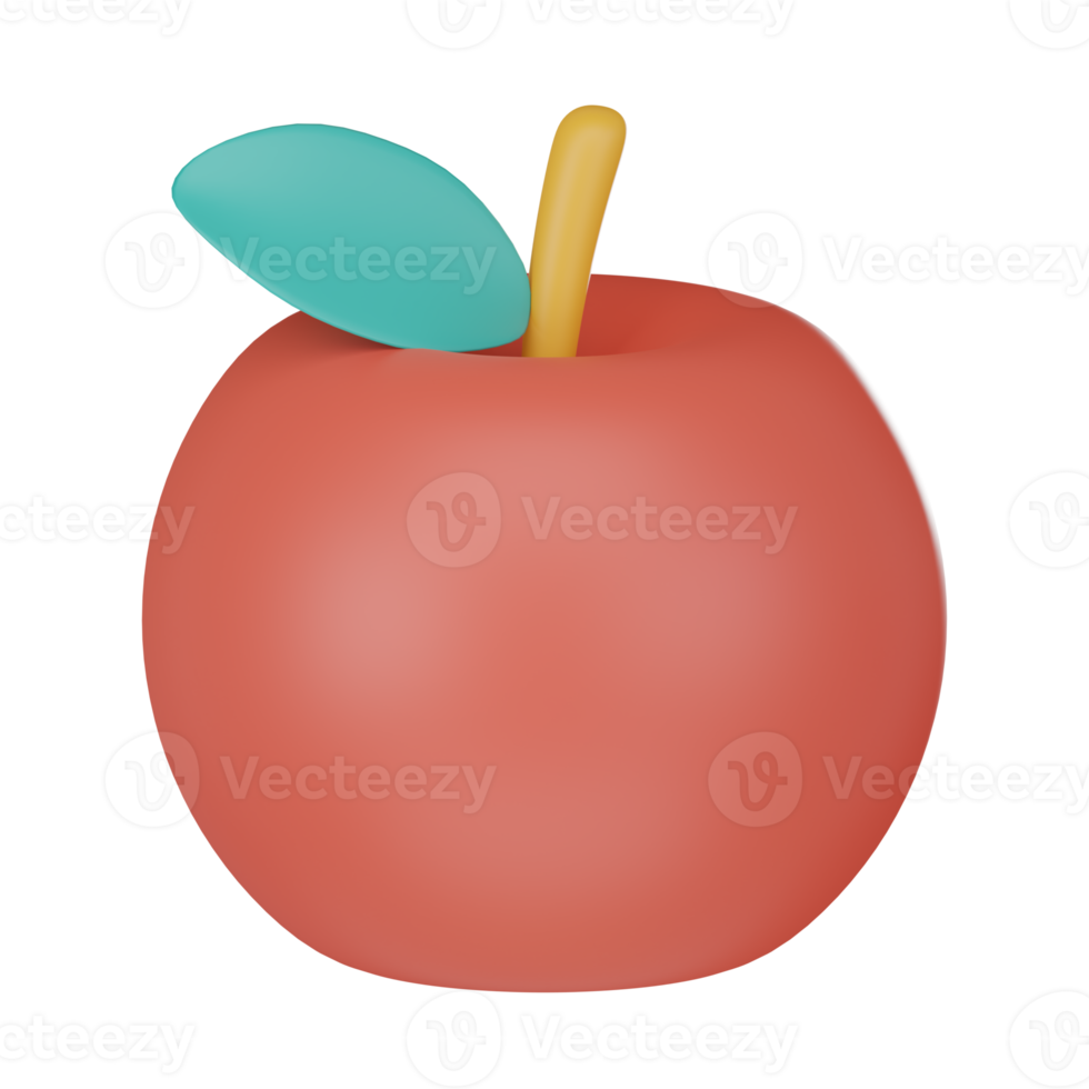 röd äpple med grön blad ikon 3d framställa illustration. png