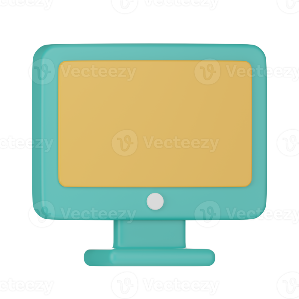 Computer screen icon 3d render illustration. png