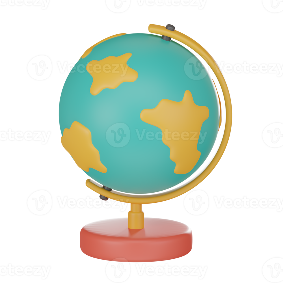 globe or earth model with world map icon 3d render illustration. png