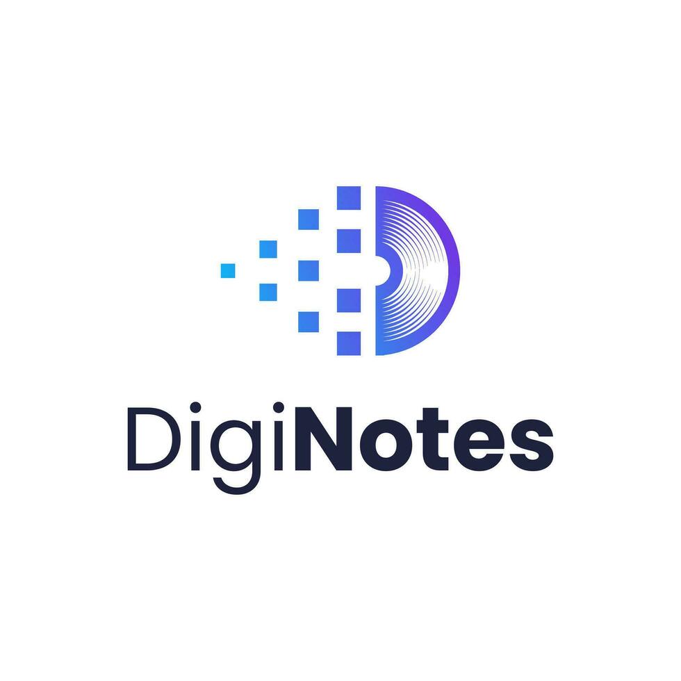 The modern logo, a combination of digital speed and vinyl. vector