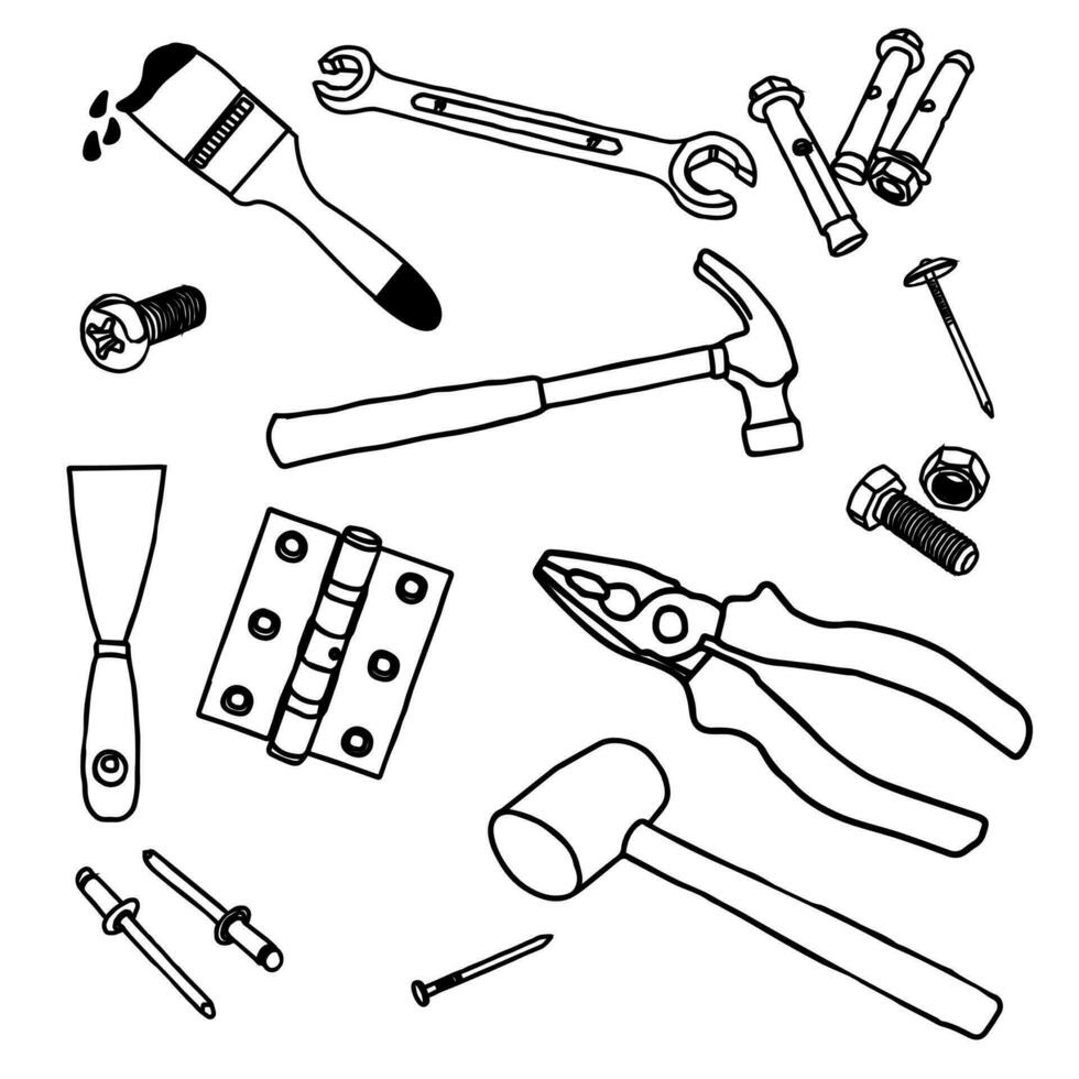 Set of Working Tools Icon vector