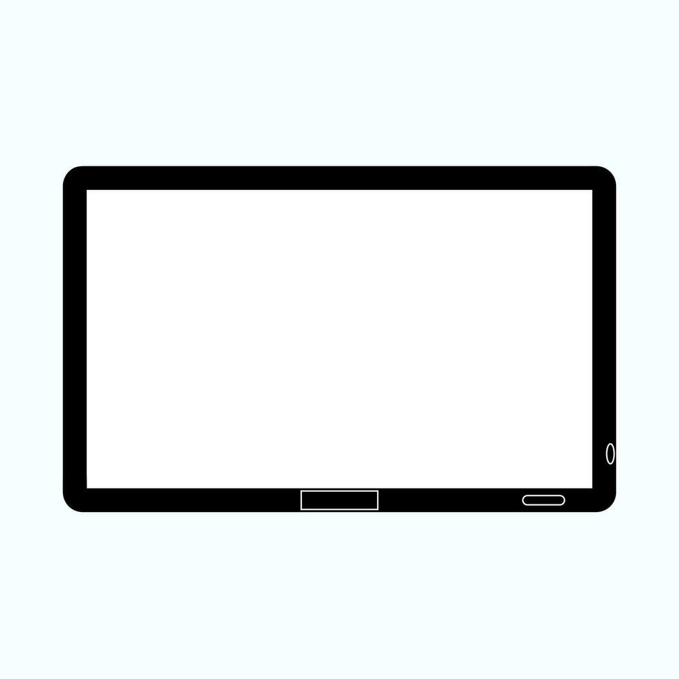 Vector Tablet icon. Flat vector illustration in black isolated on white background.