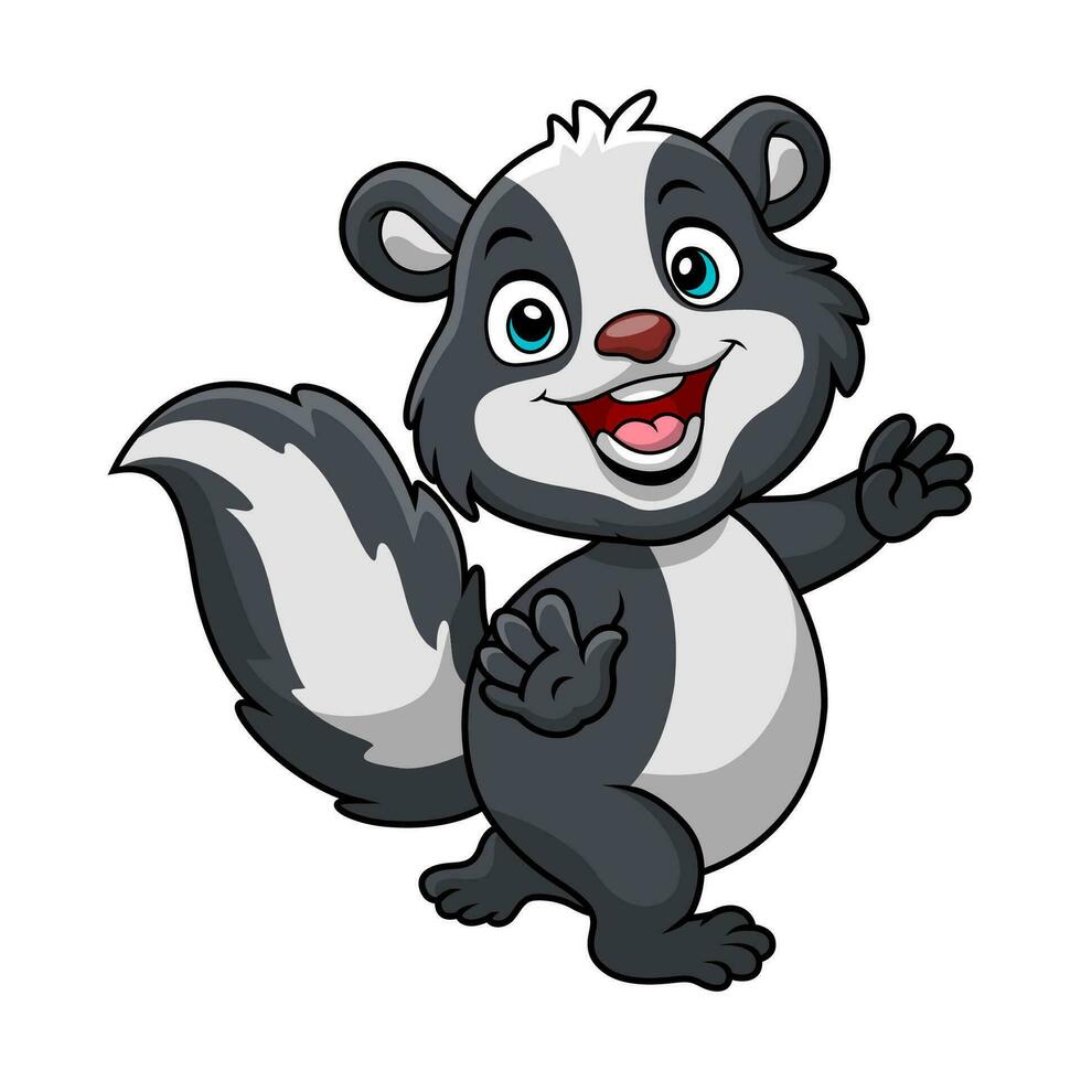 Cute skunk cartoon on white background vector