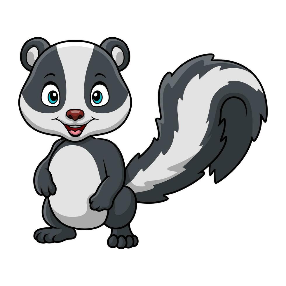 Cute skunk cartoon on white background vector