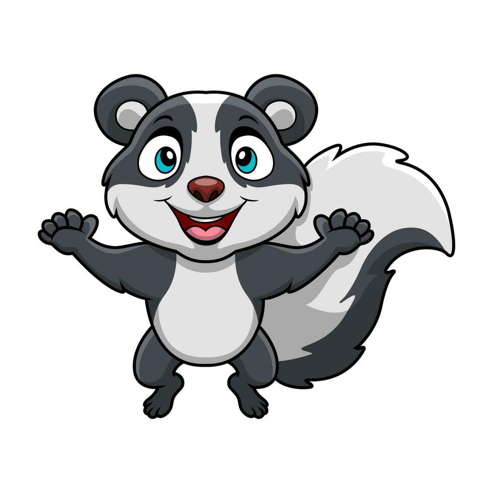 Cute skunk cartoon on white background vector