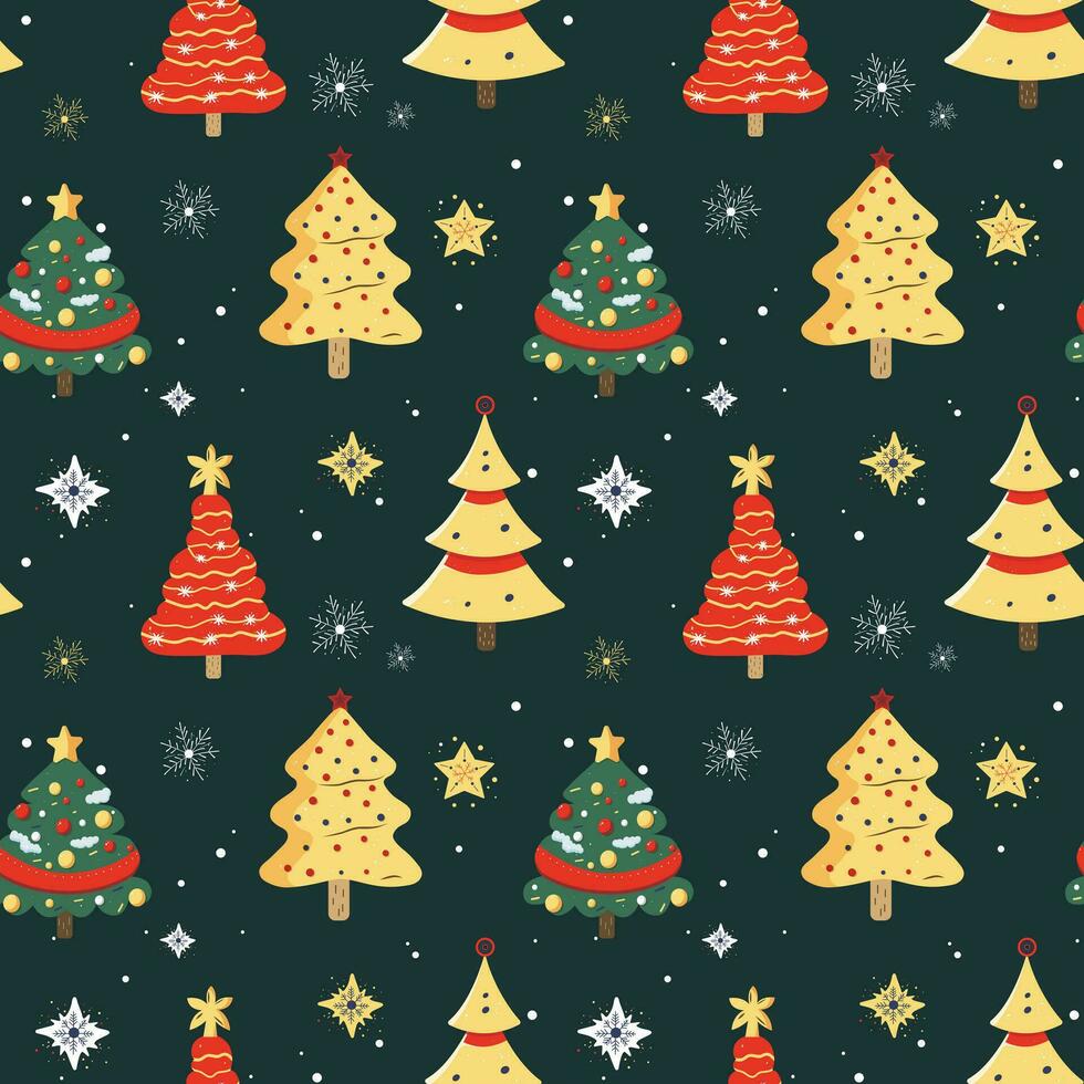 Winter seamless pattern with christmas trees. Christmas vector pattern. Winter card design.