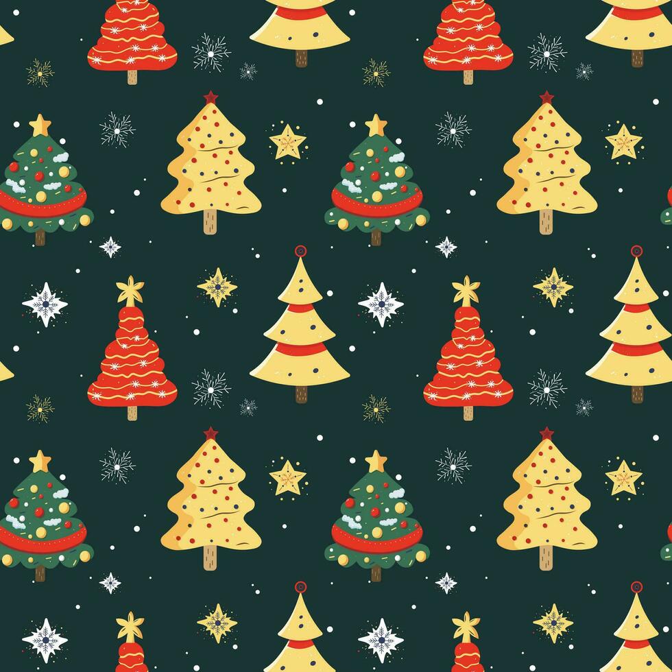 Winter seamless pattern with christmas trees. Christmas vector pattern. Winter card design.