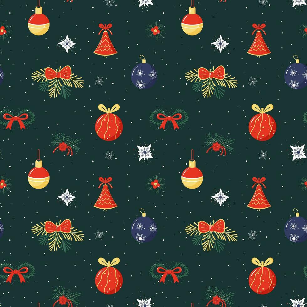 Winter seamless pattern with Christmas decor. Christmas vector pattern. Winter background
