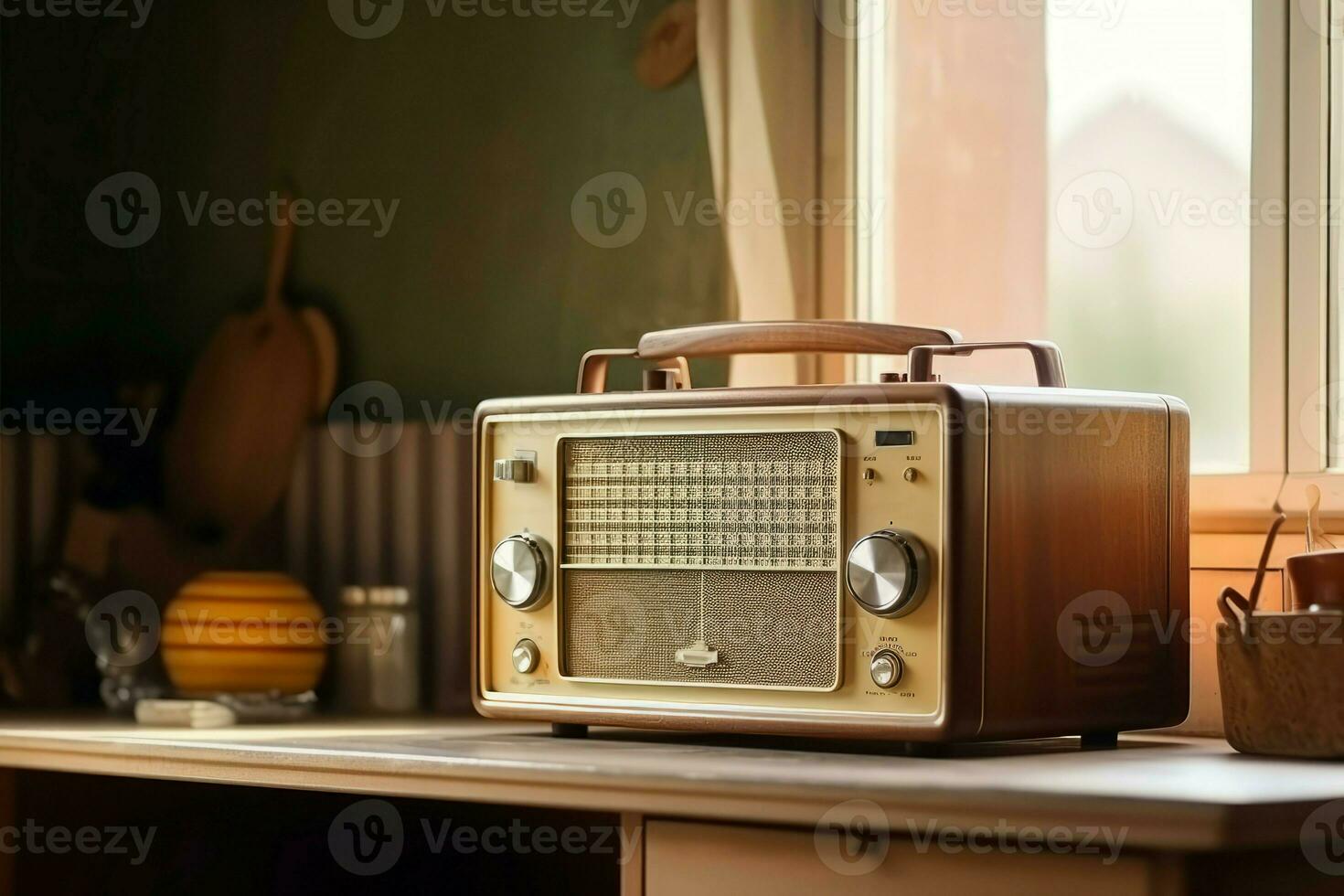 Vintage radio retro audio. Generate Ai photo