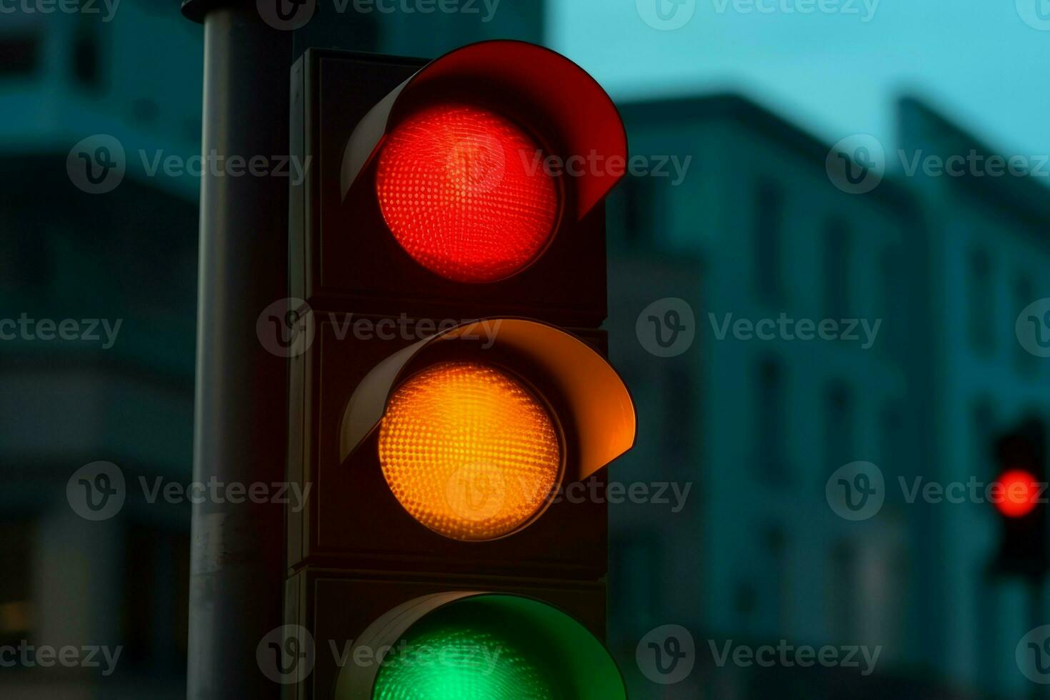 Traffic lights evening. Generate Ai photo