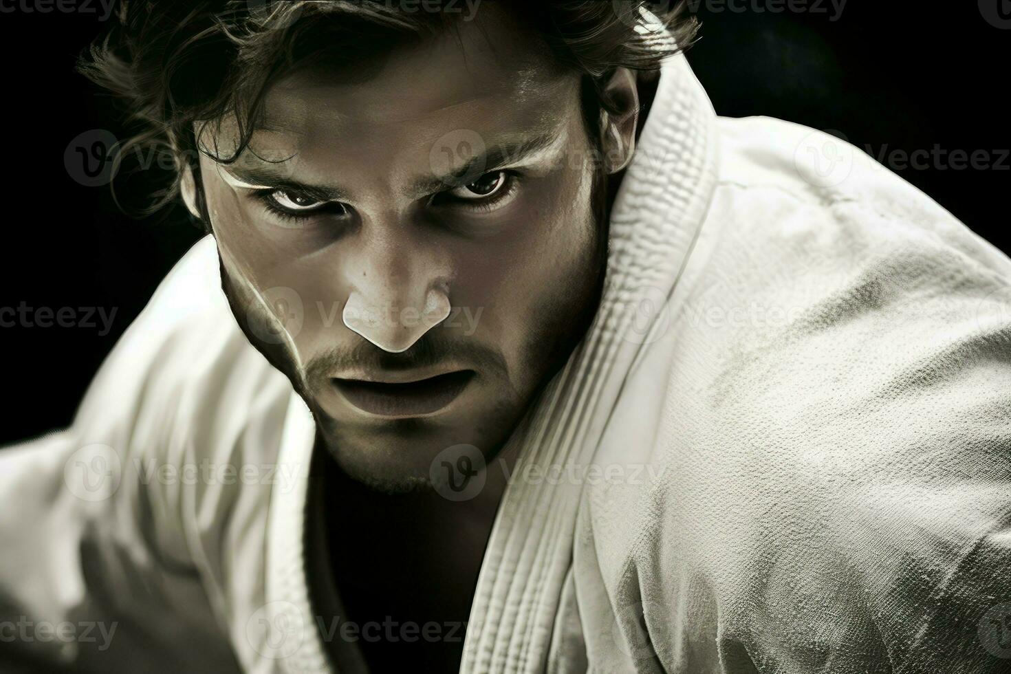 Judo closeup ready for battle. Generate Ai photo