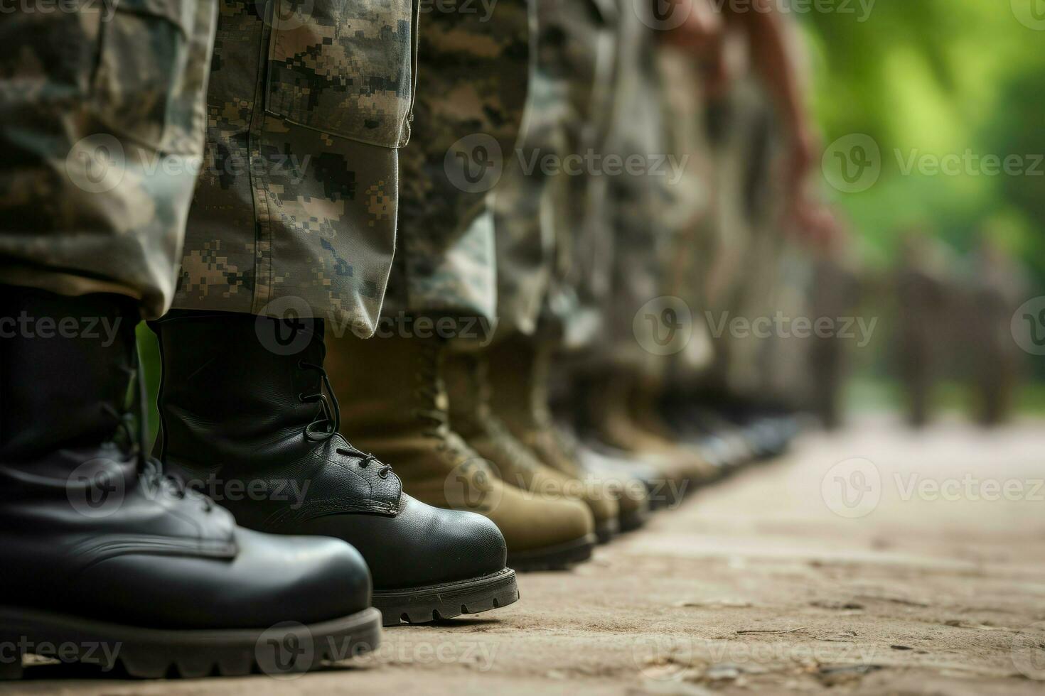 Soldiers legs boots. Generate Ai photo