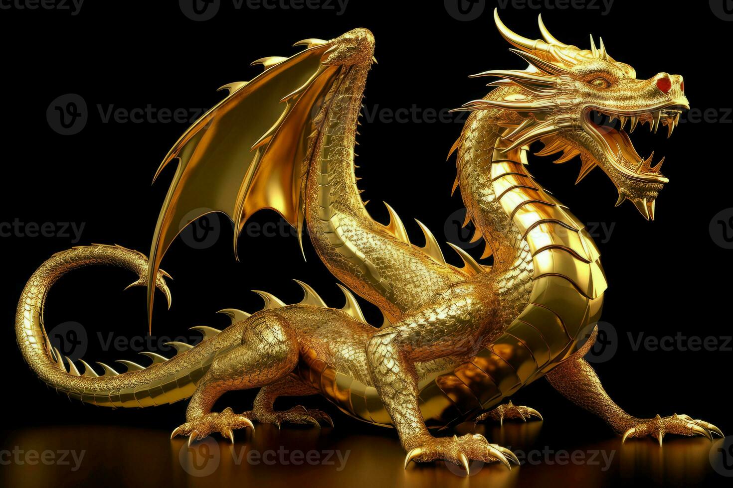 Gold dragon animal. Generate Ai photo